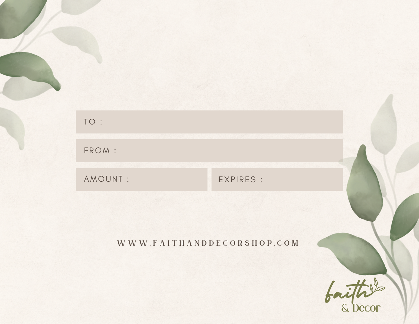 Faith&Decor Gift Card