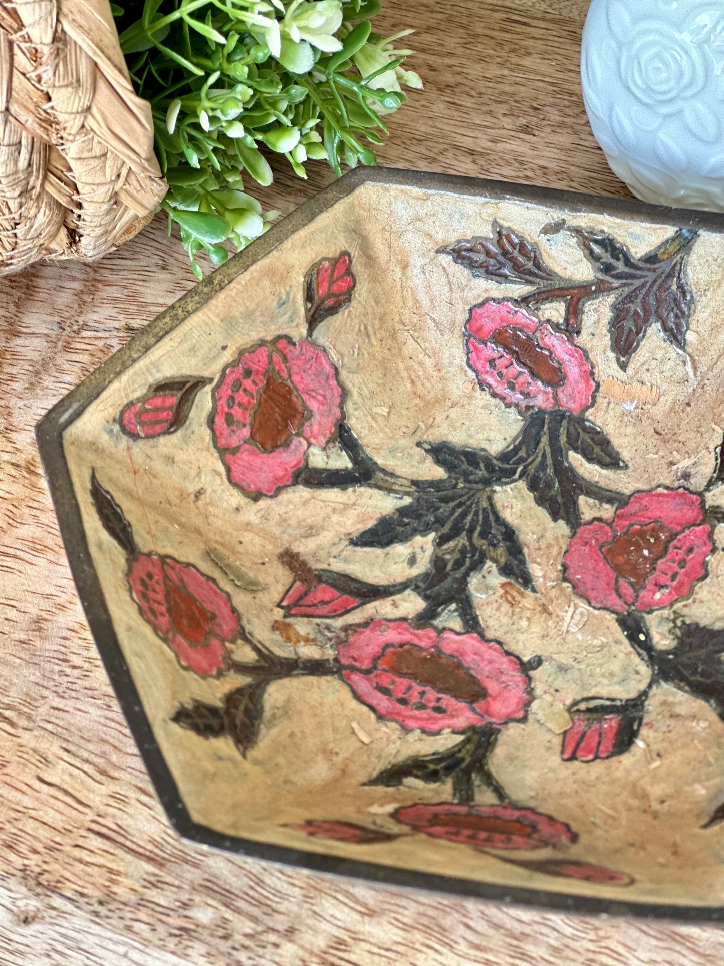 Brass & Floral Trinket Bowl