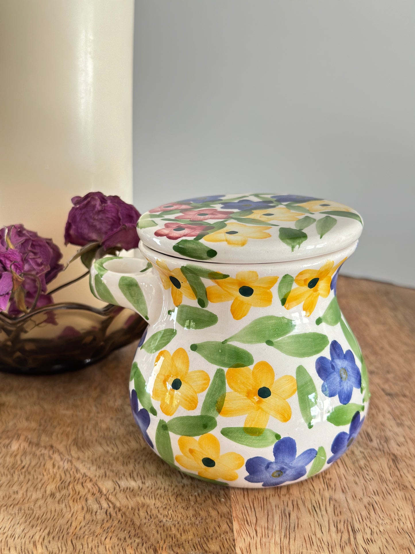 Ceramic Jar with hand-painted flowers