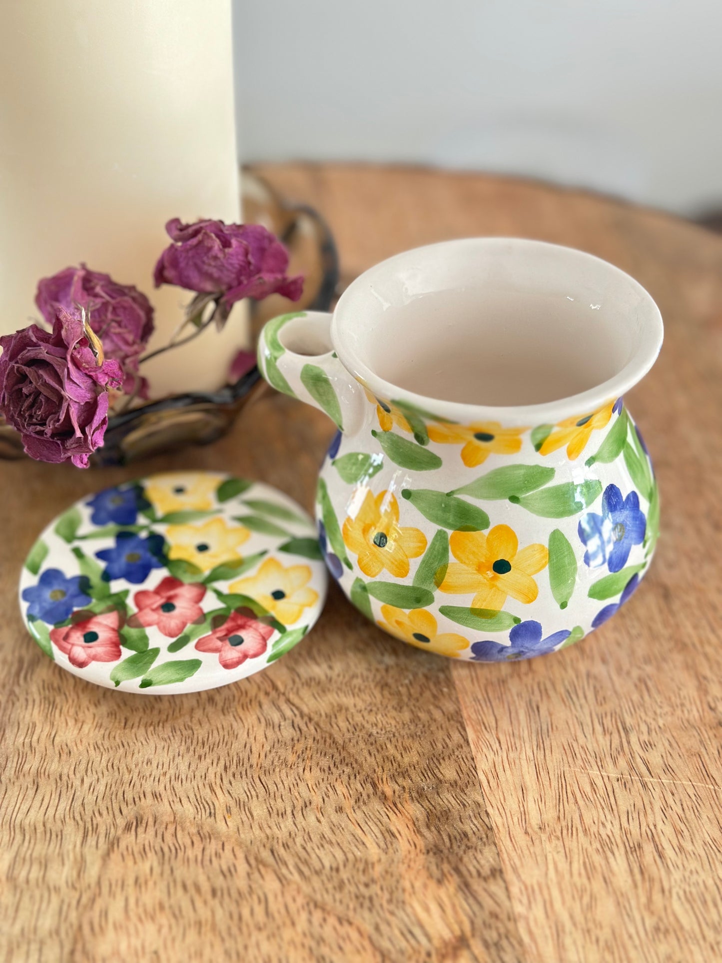 Ceramic Jar with hand-painted flowers