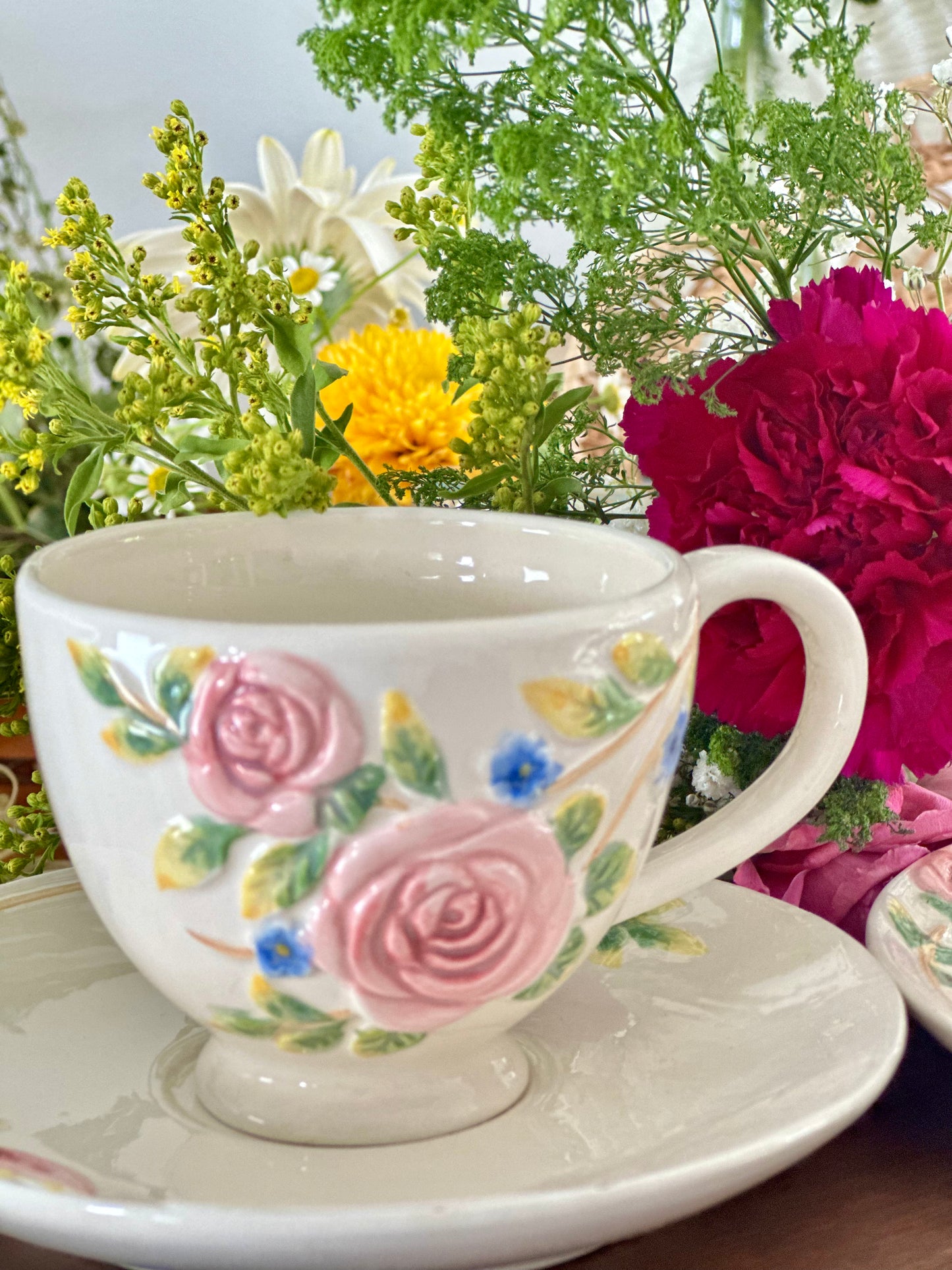 Floral Vintage Tea Cups Set of 2