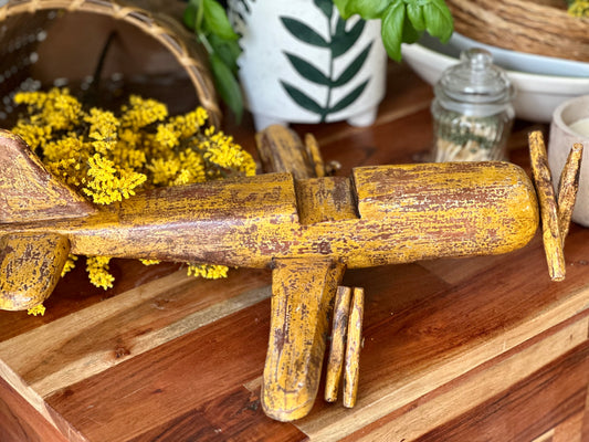 Vintage hand carved Wooden Airplane